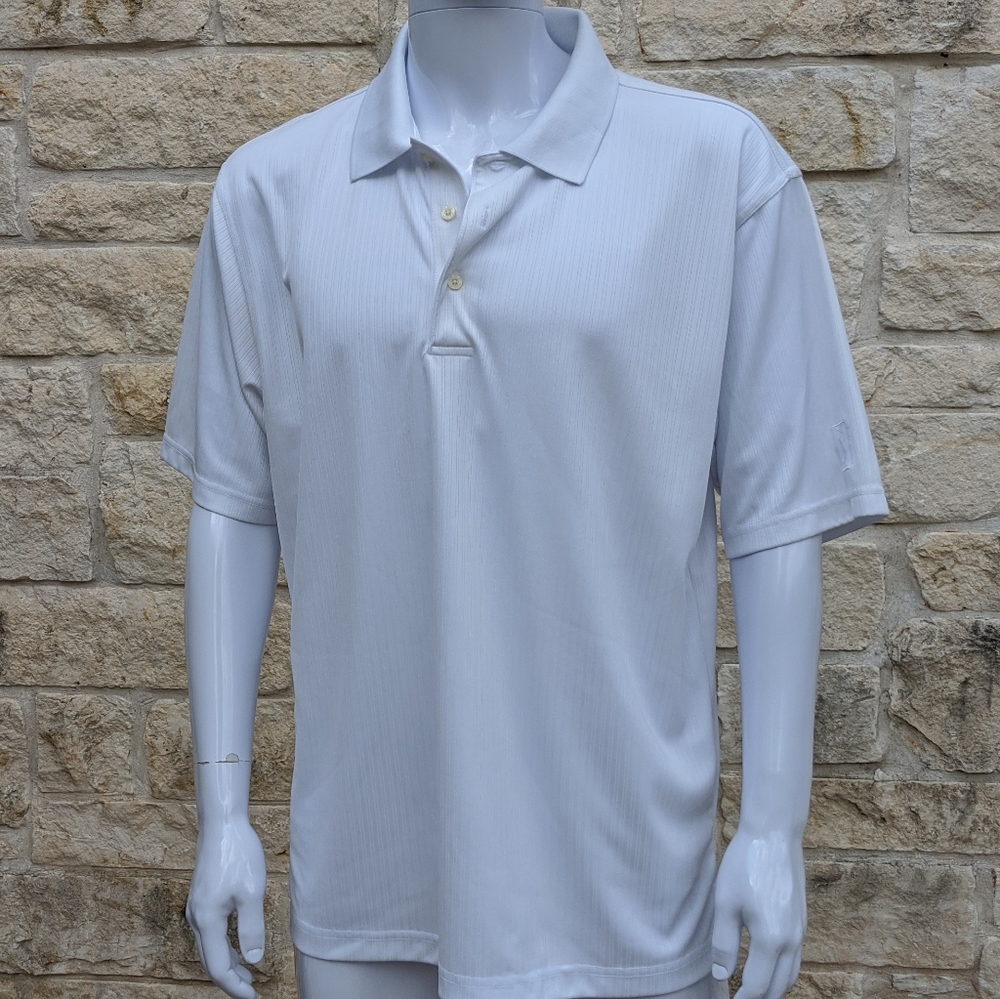 PGA Golf Tournament  Polo ALL White Button up S.s